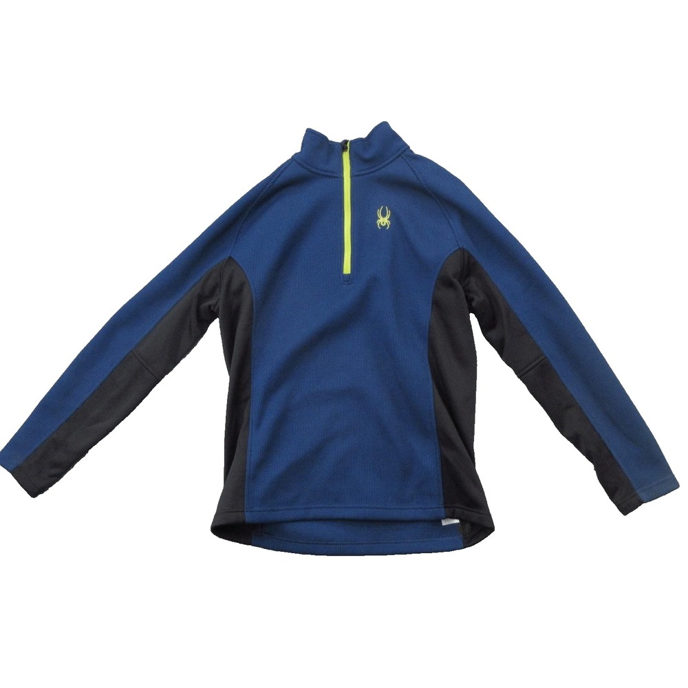 Spyder Pullover Sweater Mens XL Blue Black Fleece Quarter Zip Outdoor Ski 199306